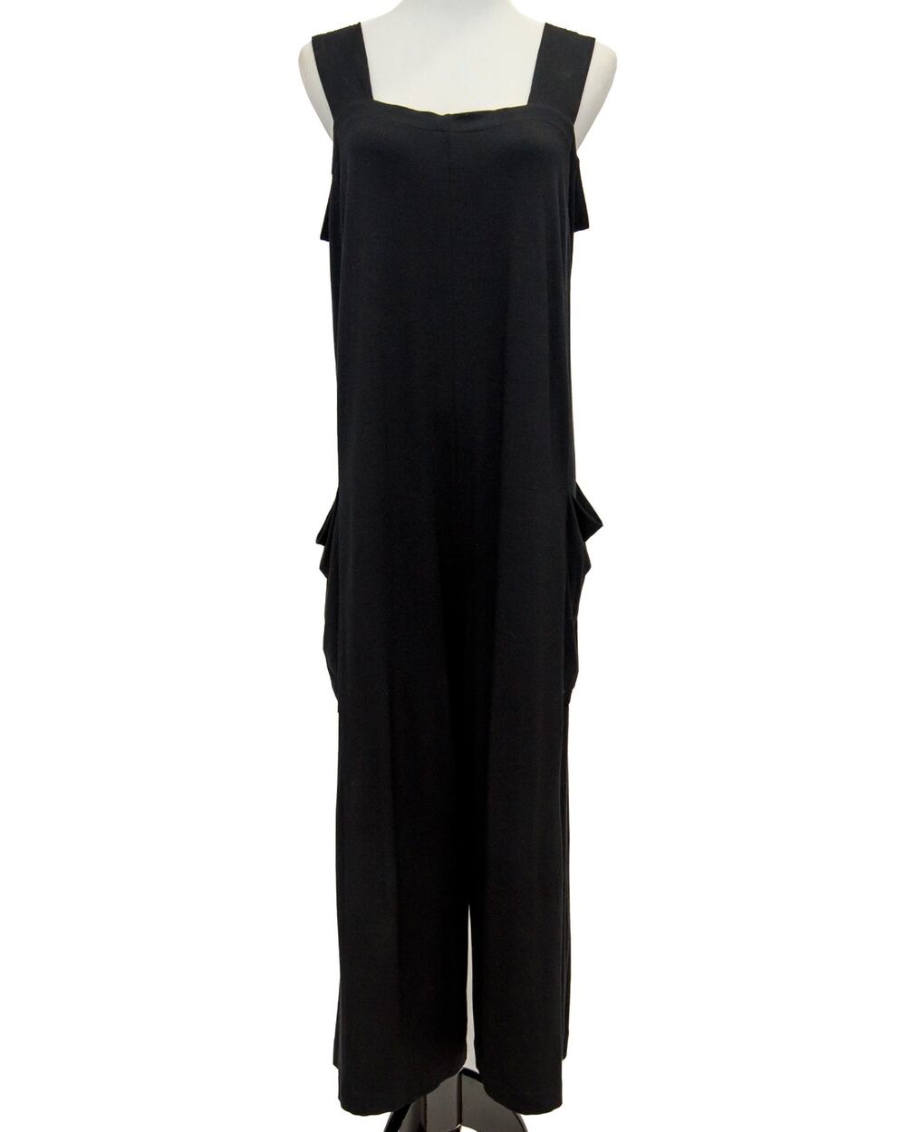 Eileen Fisher Black Lightweight Viscose Jersey Jumpsuit W/ Pockets Size Medium